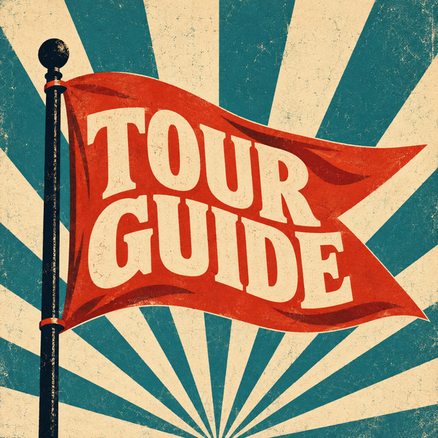 The Tour Guide cover: a red flag reading TOUR GUIDE against sun rays