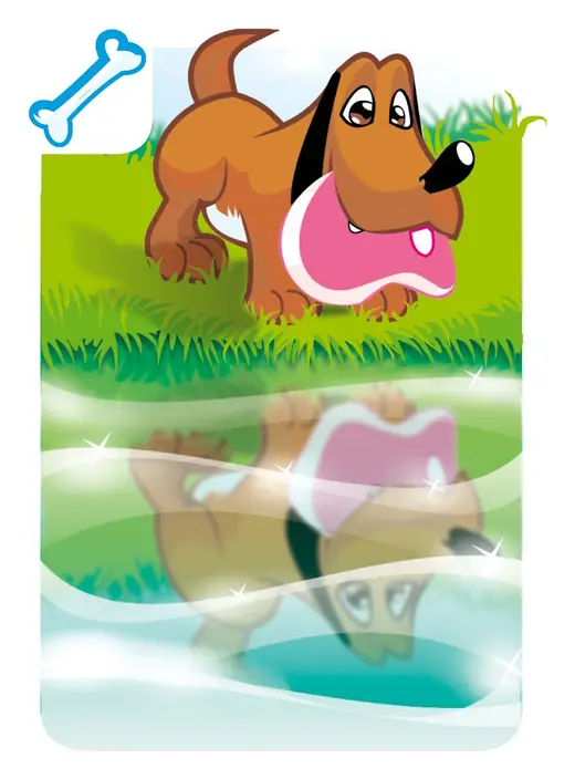 Basne na kartama: card, the dog and its reflection