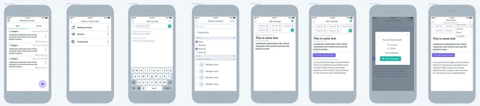 broadcasts centre flow wireframe