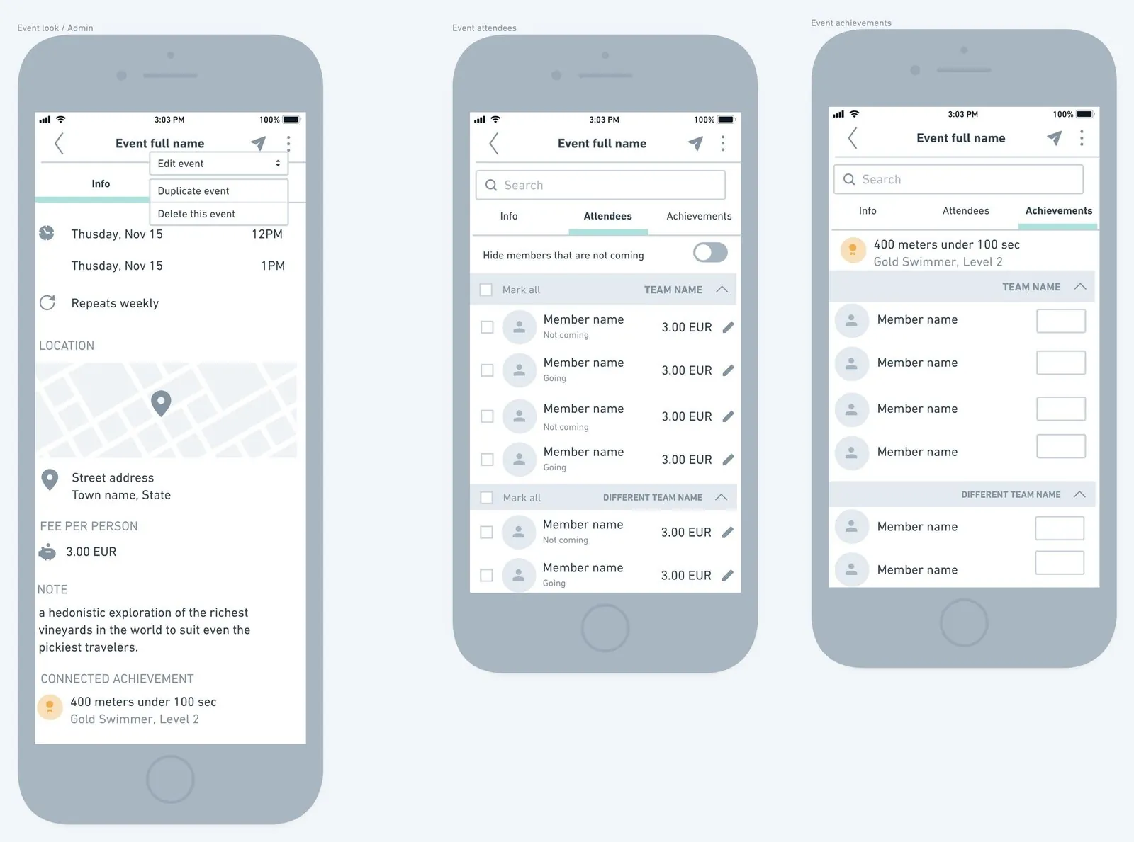 event overview flow wireframe