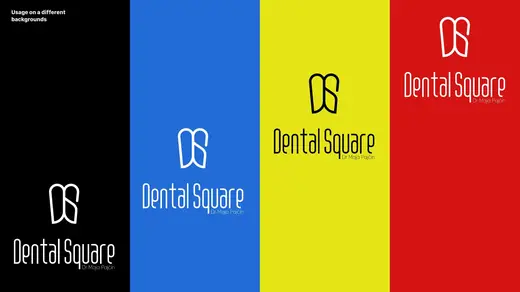 Dental Square: logo on colour backgrounds