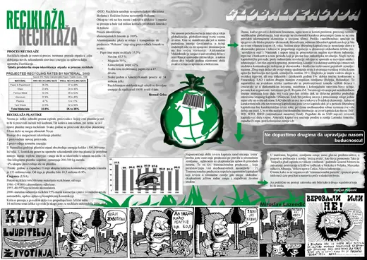 Ekozer Magazine: first issue, inside spread with comic strips