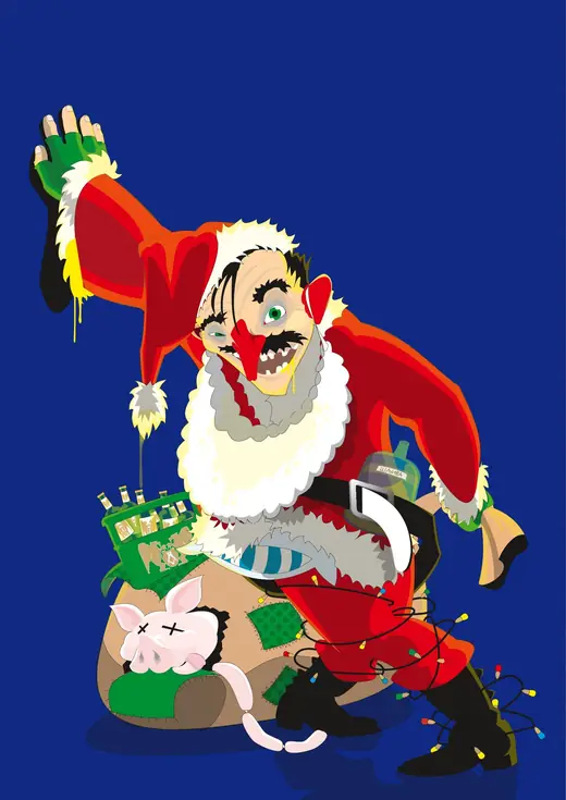 Ekozer Magazine: Ekozer cover illustration: Drunk Santa