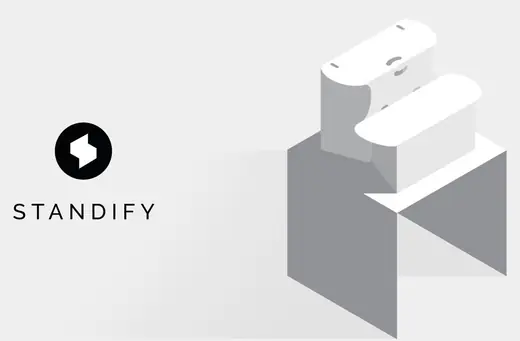 Standify logo beside an isometric illustration of the desk