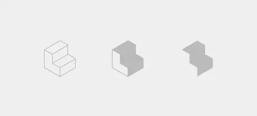 Three icons of the Standify desk shape, from outline to solid