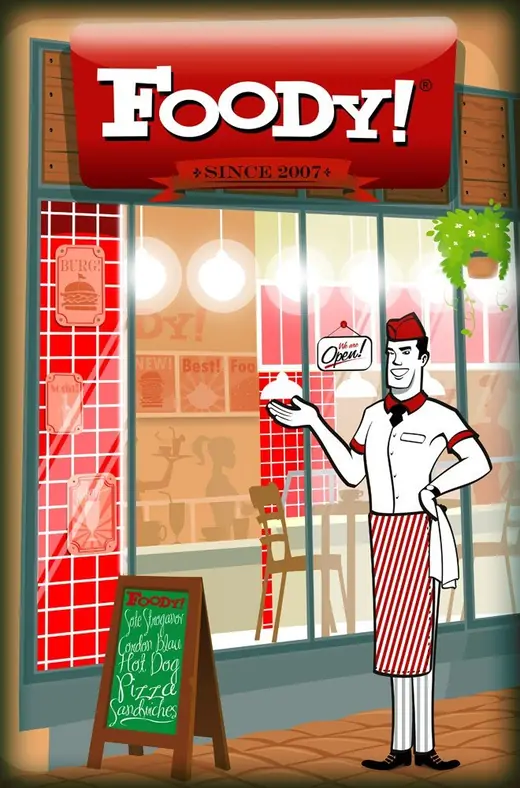 Foody! Restaurants: shop front illustration