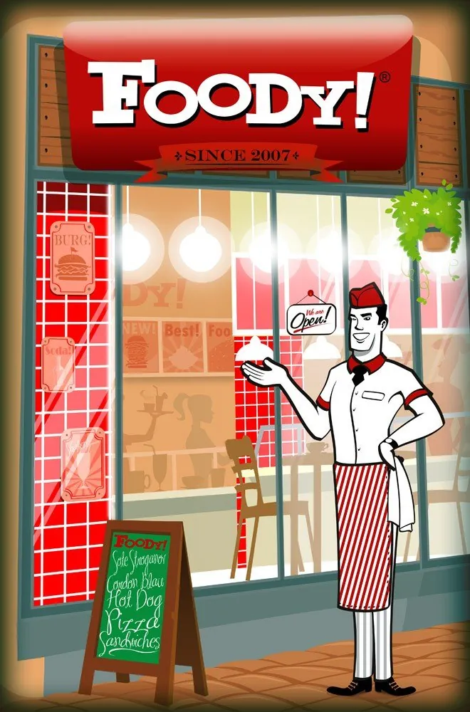 Foody! Restaurants: shop front illustration