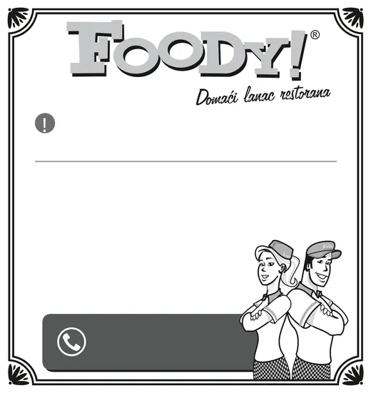 Foody! Restaurants: ad template with staff mascots