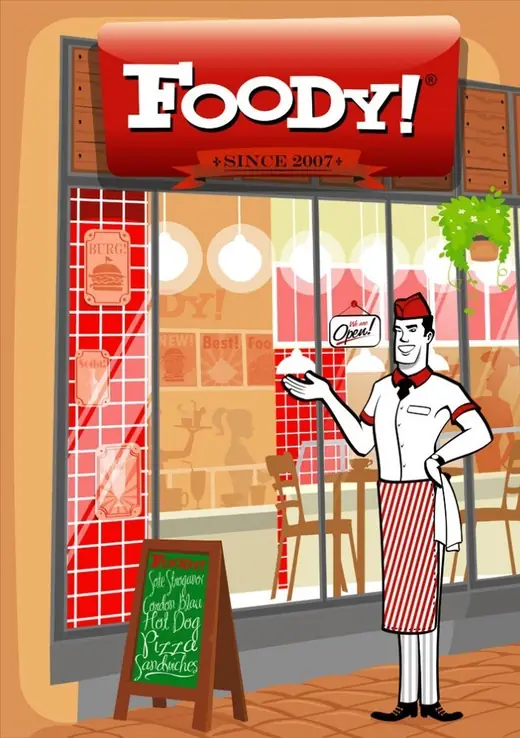 Foody! Restaurants: Foody! restaurant front illustration