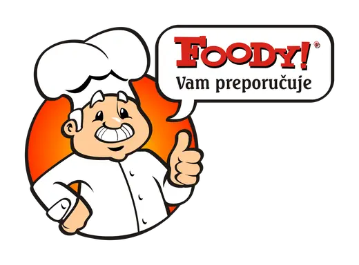 Foody! Restaurants: the chef mascot giving a thumbs up: Foody! Vam preporučuje