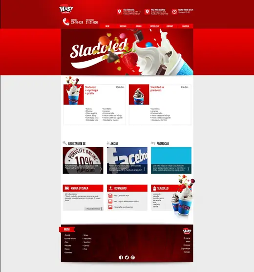 Has! Fast Food: website ice cream page