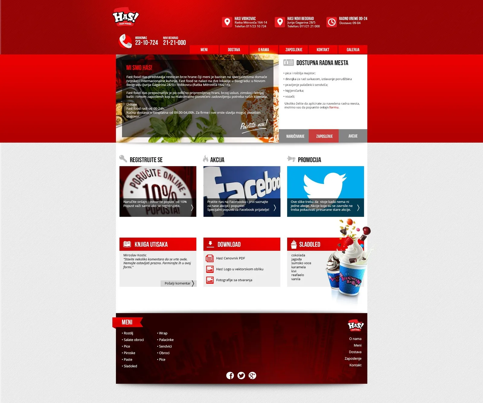 Has! Fast Food: website About us page