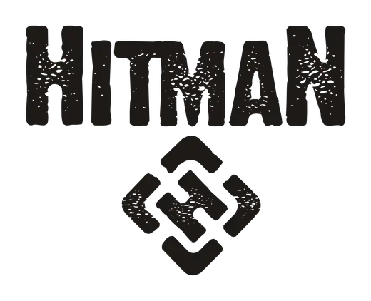 Hitman Paintball Klub: Hitman logo: rough black lettering over a diamond H mark