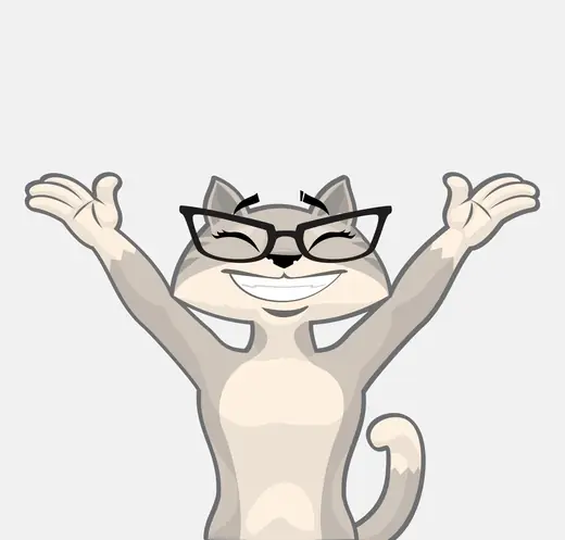 Keen Research Cats: cat character, celebrating
