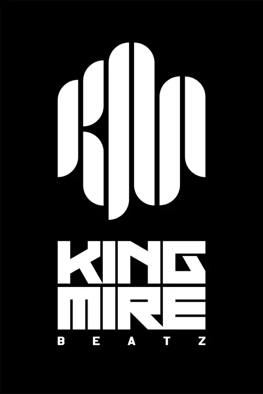 King Mire: final vertical logo, white on black