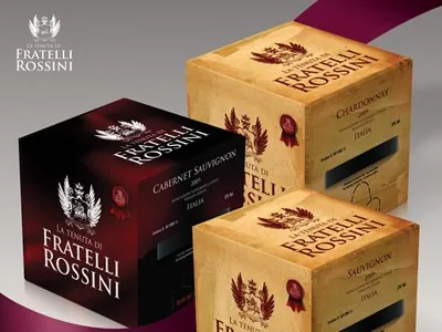 MassWine: Fratelli Rossini bag-in-box wine boxes for Cabernet Sauvignon, Chardonnay and Sauvignon
