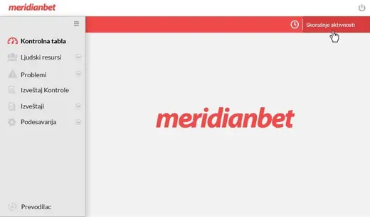 Meridian Back Office: Back office dashboard, desktop