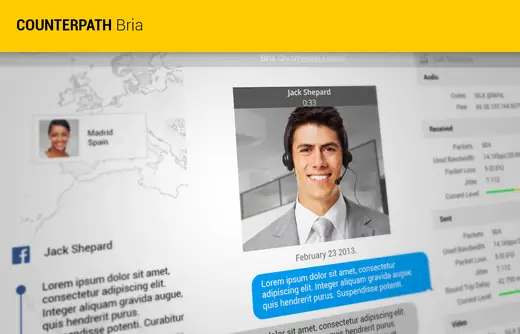 CounterPath Bria Chromecast Edition video call with chat and call statistics