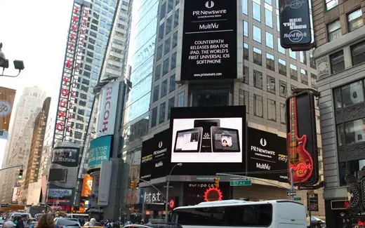 Times Square billboard announcing CounterPath's Bria release for iPad