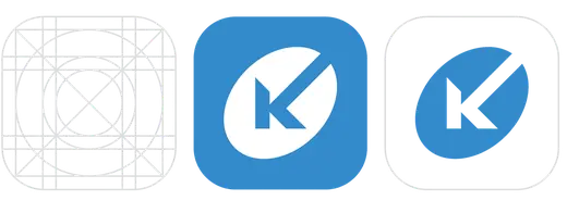 Kompass app icon on its construction grid, in solid and outline versions