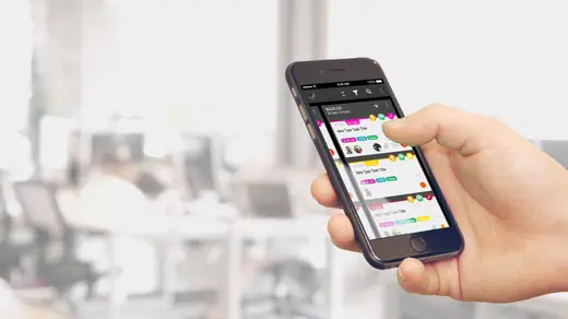 GIF showing a hand browsing an iPhone app