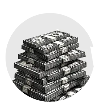 illustration of pile of paper money dollars