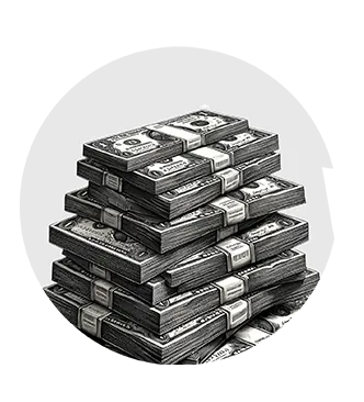 illustration of pile of paper money dollars