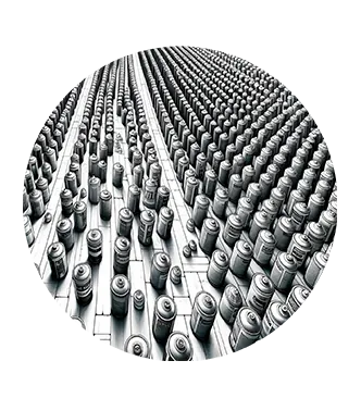 illustration showing endless spray cans in perspective, thousands of spray cans