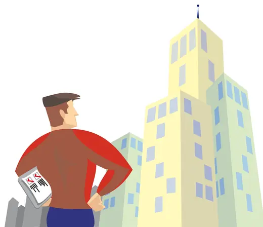 My NIS Magazine: Worker in front of an office tower, issue 22