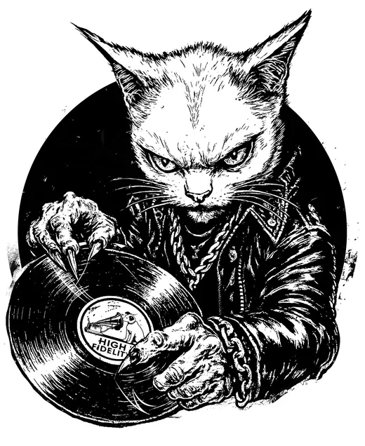 Neusatz: White Cats emblem, cat with a record