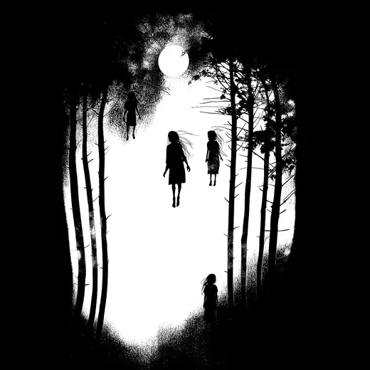Neusatz: Sisters, forest silhouette print
