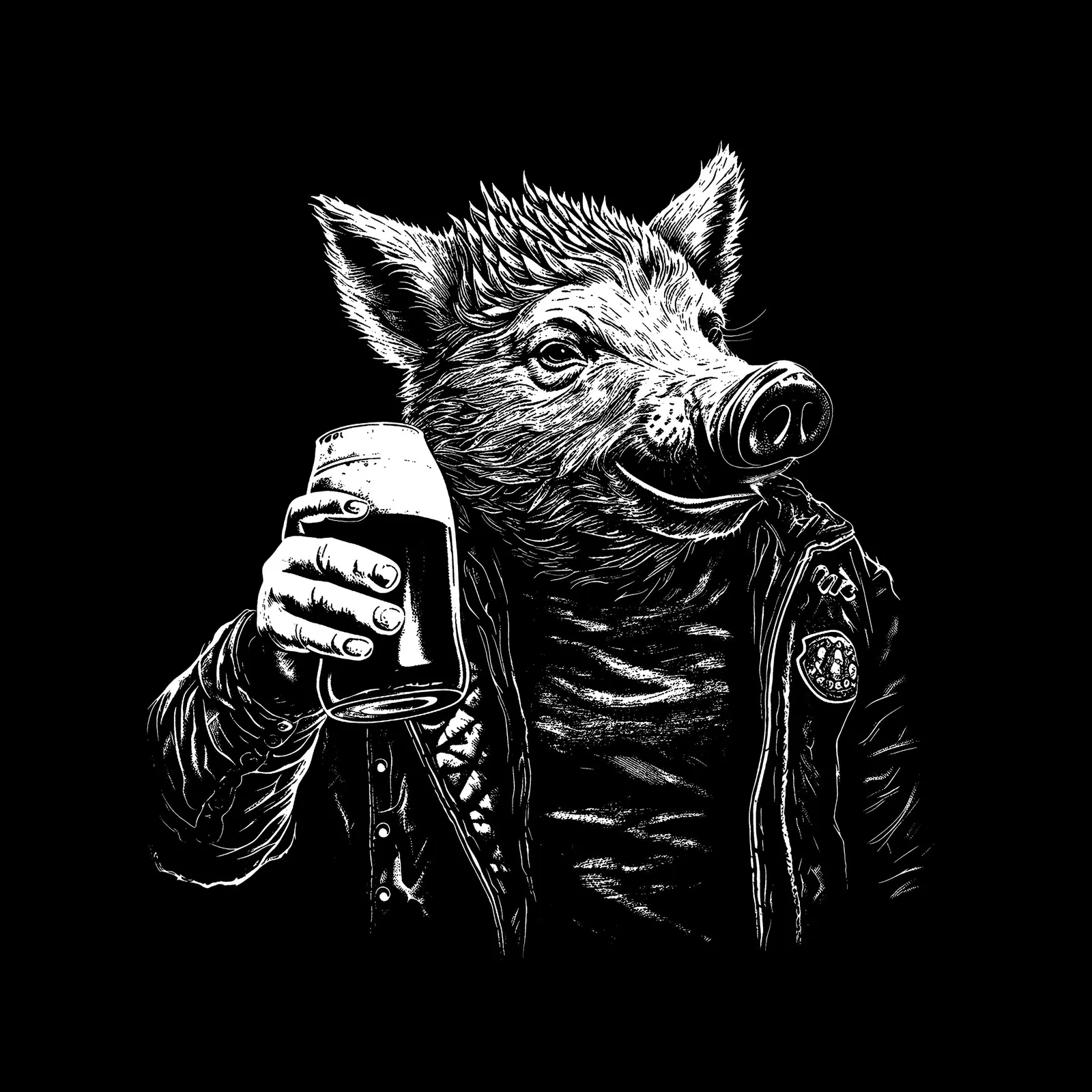 Neusatz: Boars crew emblem: a boar in a leather jacket raising a beer