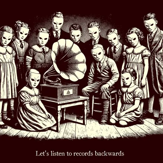 Neusatz: Let's listen to records backwards: masked children around a gramophone