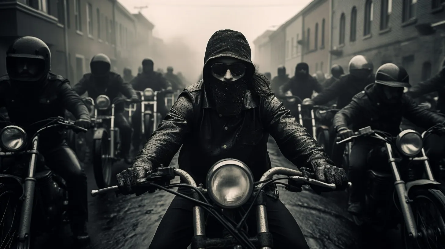 Neusatz: Boars crew: bikers riding through a foggy street