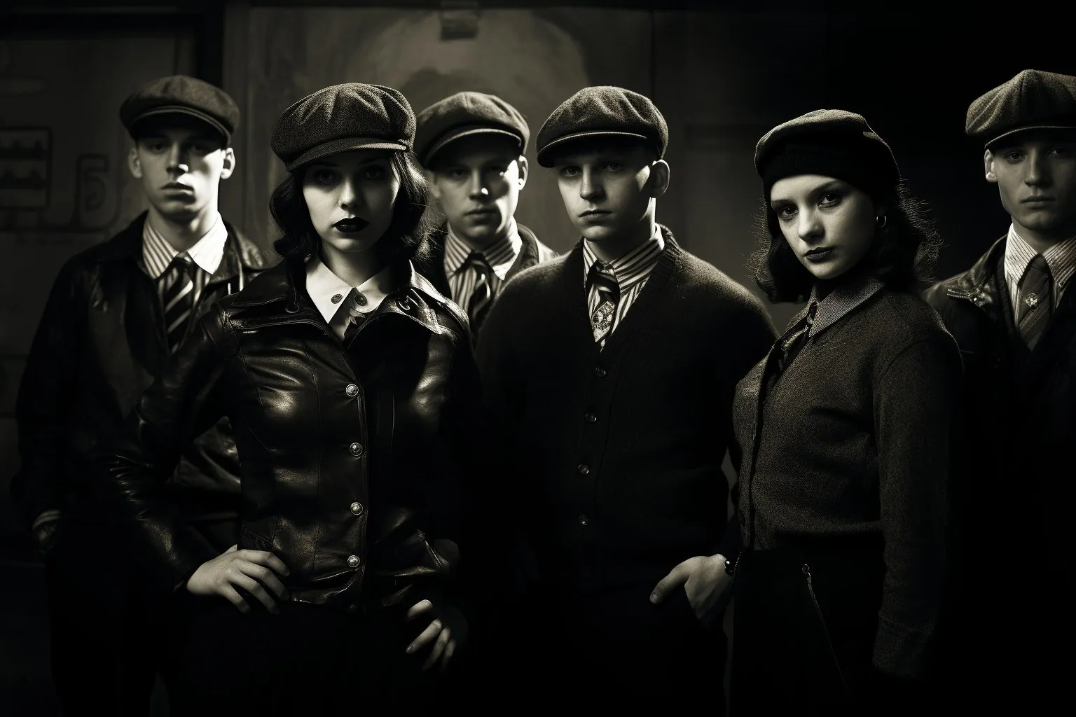 Neusatz: The Liman crew: young men and women in caps and leather coats