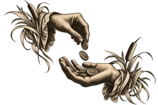 Illustration: coins passed from hand to hand