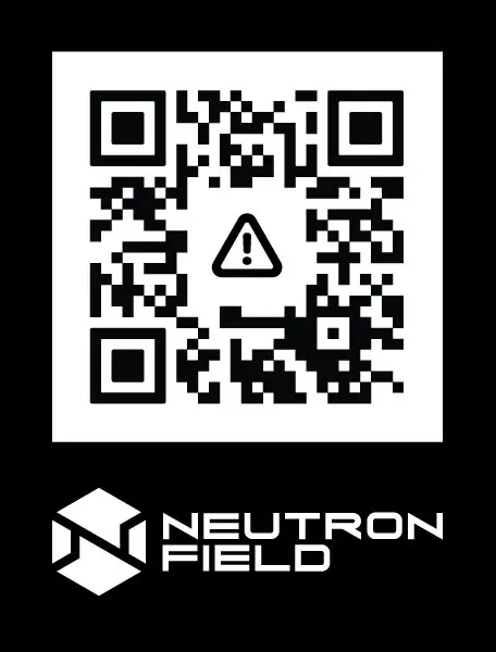 QR code sticker with NeutronField logo