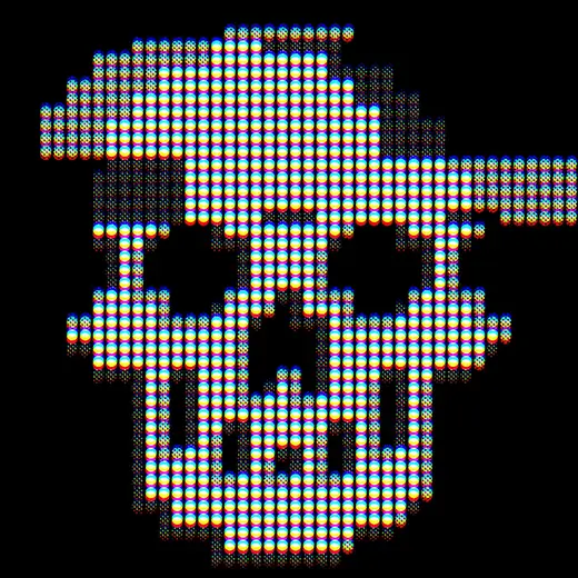 NeutronField: Glitched pixel skull print