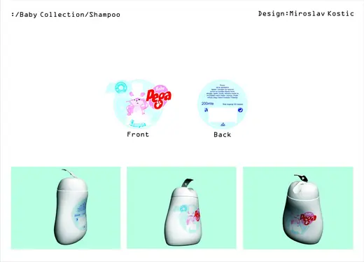 Pega Baby and Kids Collection: Baby shampoo bottle: label and 3D renders