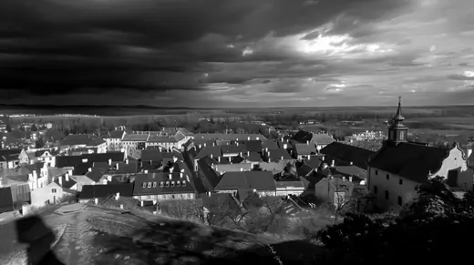 Peterwardein: Petrovaradin under storm clouds, seen from the fortress