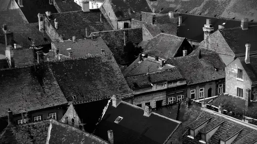 Peterwardein: Old rooftops of Petrovaradin from above