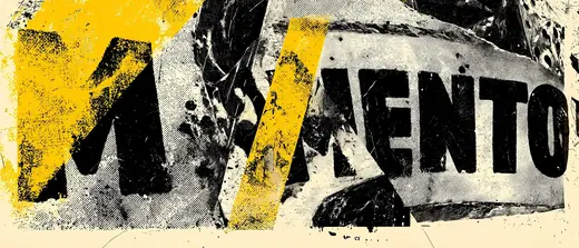 Pičke Vrište: Memento Mori: Inner sleeve art: torn MEMENTO lettering in yellow and black