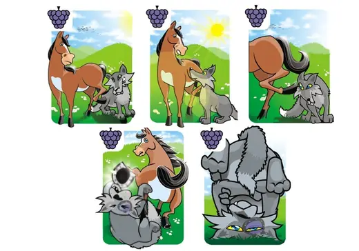 Priče na kartama: Five cards of the story Konj i vuk, a horse and a wolf