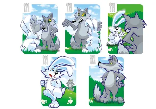 Priče na kartama: Five cards of the story Poverenje, a wolf and rabbits