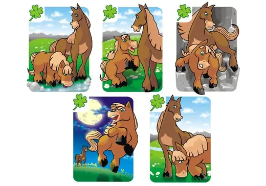 Priče na kartama: Five cards of the story Ždrebe, a foal and a mare