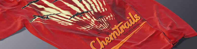 t-shirt mockup showing a part of illustration, large title Chemtrails