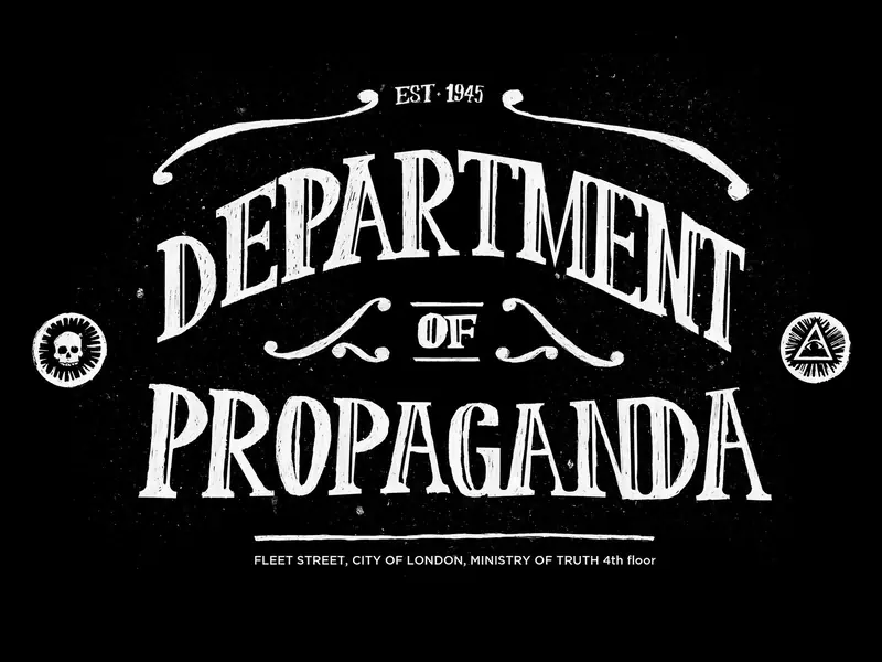 hand made typography logo saying department of propaganda