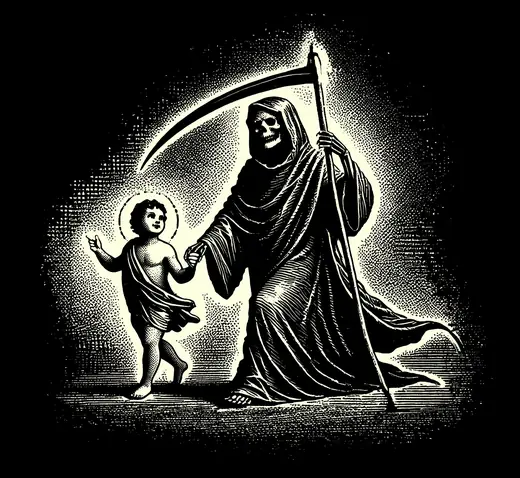 Propaganda Department: By His Hand: Death leading a child by the hand