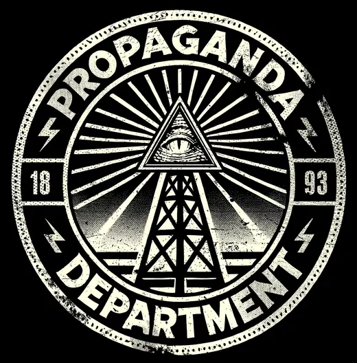 Propaganda Department: Waves of Influence: a seal with a radio tower