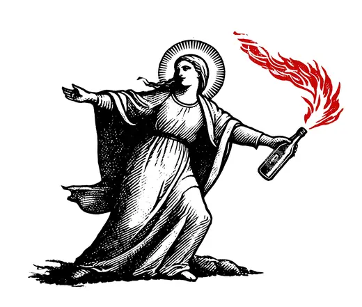 Propaganda Department: Rise Against: a saint throwing a burning bottle